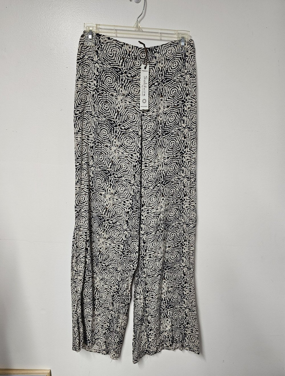 Solitaire Palazzo Pants Abstract Black/White Womens Sz Large Career Neutral Art